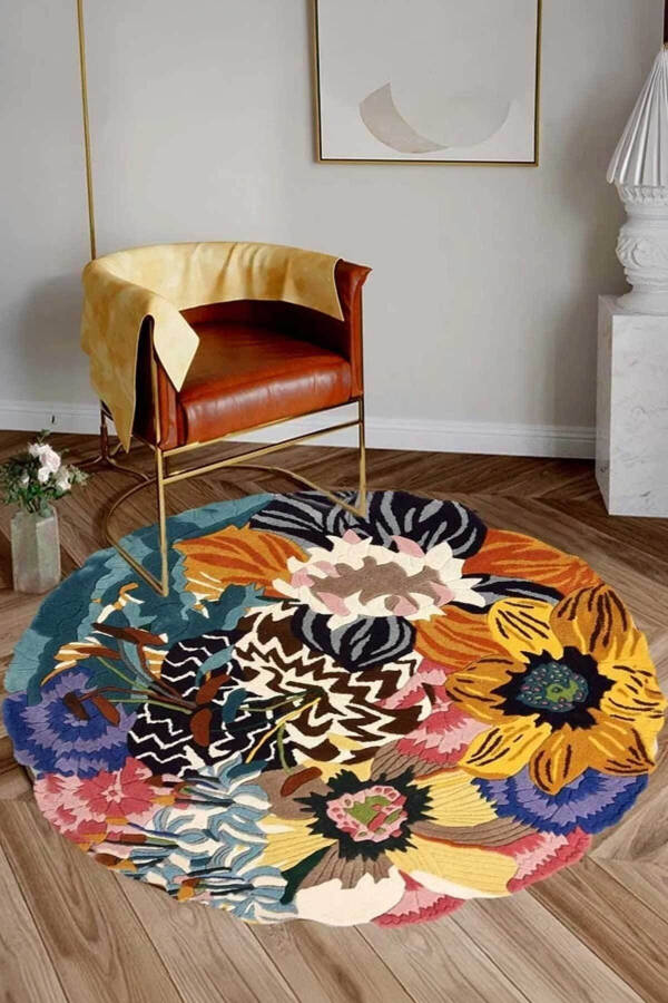 Digital Non-Slip Washable Colorful Floral Living Room Rug Kitchen Rug Balcony Rug - 1