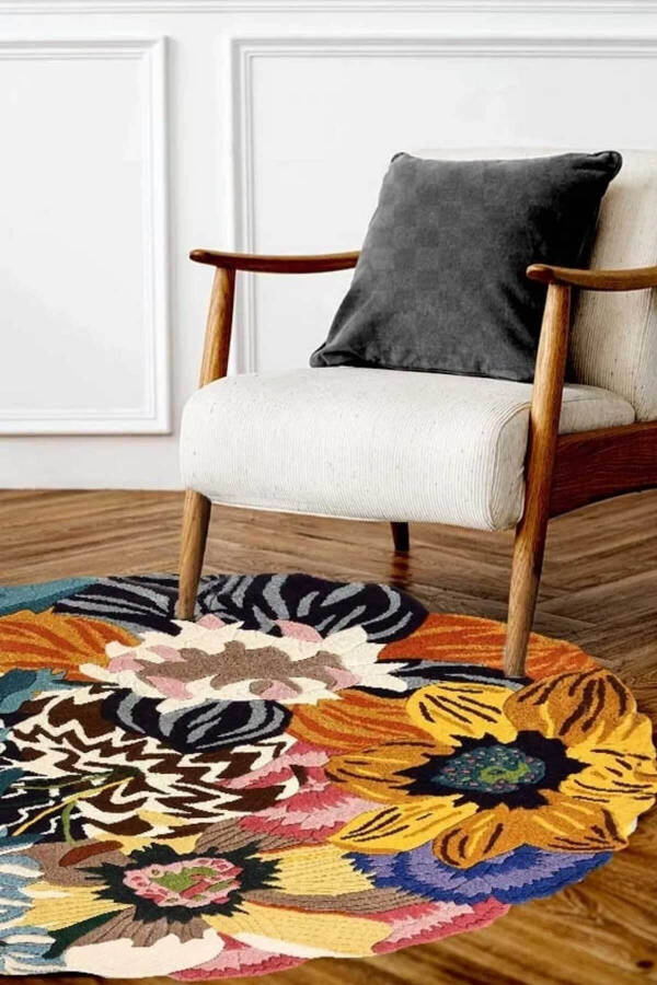 Digital Non-Slip Washable Colorful Floral Living Room Rug Kitchen Rug Balcony Rug - 2