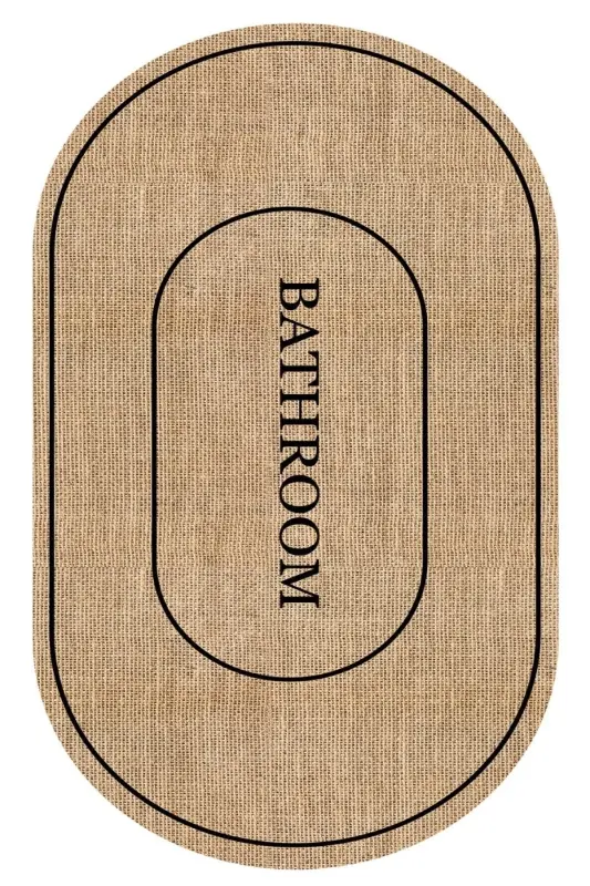 Digital Non-Slip Washable Jute Look Bath Modern Bathroom Mat Bath Rug Toilet Set-Jute - 2