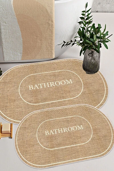 Digital Non-Slip Washable Jute Look Bath Modern Bathroom Mat Bathroom Rug Toilet Set - DECOMIA HOME