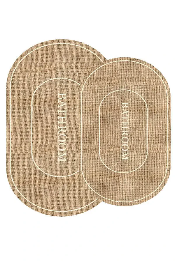 Digital Non-Slip Washable Jute Look Bath Modern Bathroom Mat Bathroom Rug Toilet Set - 2