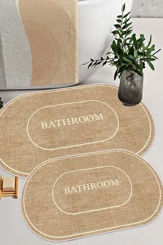 Digital Non-Slip Washable Jute Look Bath Modern Bathroom Mat Bathroom Rug Toilet Set - 1
