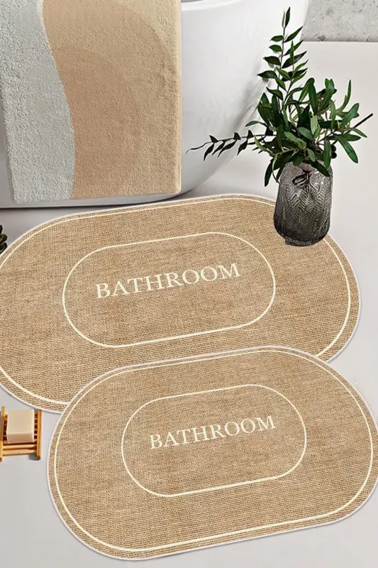 Digital Non-Slip Washable Jute Look Bath Modern Bathroom Mat Bathroom Rug Toilet Set - 1