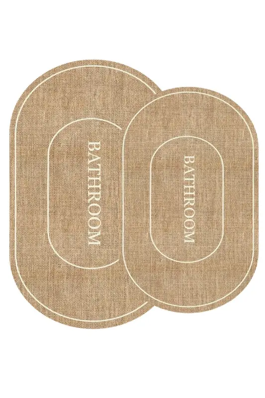 Digital Non-Slip Washable Jute Look Bath Modern Bathroom Mat Bathroom Rug Toilet Set - 1