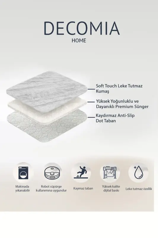 Digital Non-Slip Washable Jute Look Bath Modern Bathroom Mat Bathroom Rug Toilet Set - 2