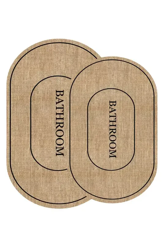 Digital Non-Slip Washable Jute Look Bath Modern Bathroom Toilet Set-Jute - 2