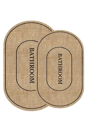 Digital Non-Slip Washable Jute Look Bath Modern Bathroom Toilet Set-Jute 