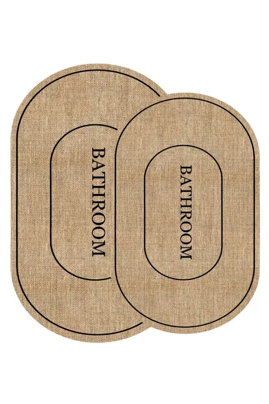 Digital Non-Slip Washable Jute Look Bath Modern Bathroom Toilet Set-Jute - 1