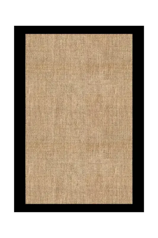 Digital Non-Slip Washable Jute Look Black Framed Living Room Rug Kitchen Rug Runner - 2