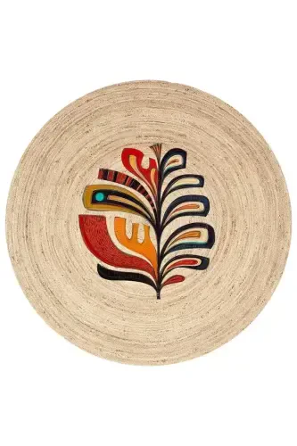 Digital Non-Slip Washable Jute Look Modern Round Living Room Rug Kitchen Rug Corridor Rug - Decomia Home (1)