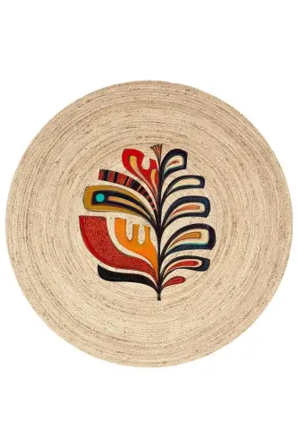 Digital Non-Slip Washable Jute Look Modern Round Living Room Rug Kitchen Rug Corridor Rug - 1