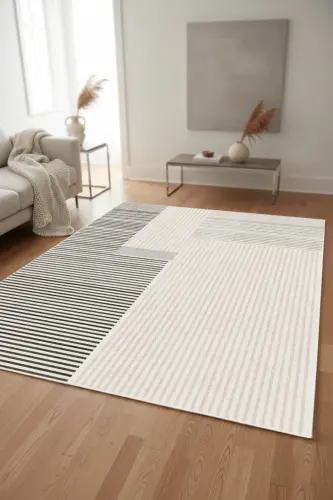 Digital Non-Slip Washable Modern Striped Gray Living Room Rug Kitchen Rug Balcony Rug Runner 