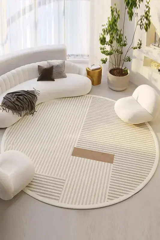 Digital Non-Slip Washable Modern Striped Round Living Room Rug Kitchen Rug Corridor Rug - DECOMIA HOME
