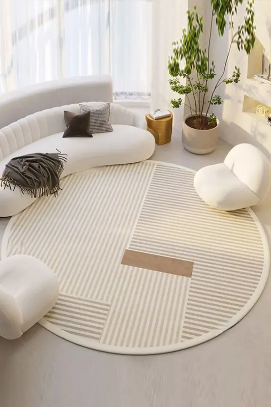 Digital Non-Slip Washable Modern Striped Round Living Room Rug Kitchen Rug Corridor Rug - 3
