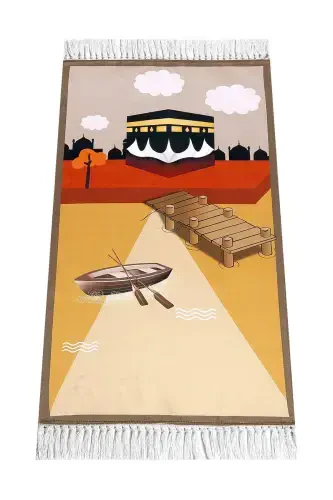 Digital Print Kids Prayer Rug - Boat Cable Brown - 44 X 78 Cm - 1