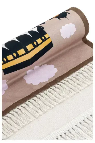 Digital Print Kids Prayer Rug - Boat Cable Brown - 44 X 78 Cm - 4