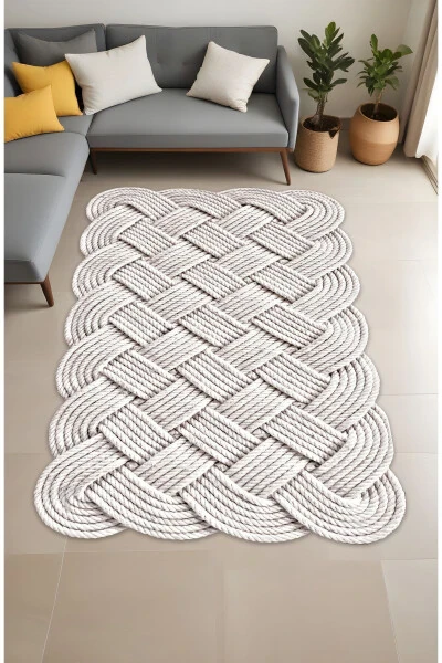 Digital Print Laser Cut Knit 3D Decorative Machine Washable Living Room Kitchen and Runner Rug - 9