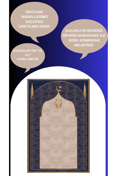 Digital print navy prayer rug - 2