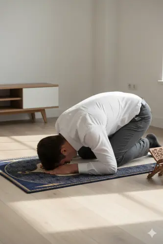 Digital print navy prayer rug - 4