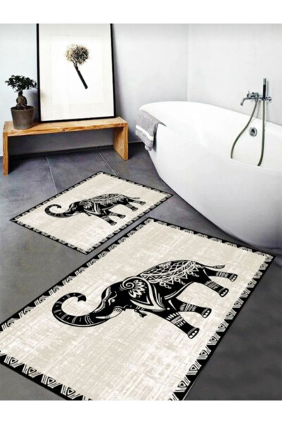 Digital Print Non-Slip Washable 2-Piece Bathroom Rug Set 60x100 - 40x60 - GENEL MARKALAR