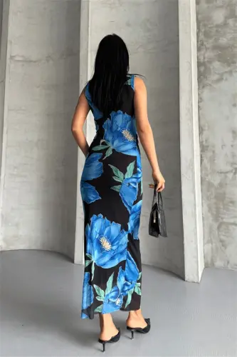 Digital Print Tulle Dress - BLUE - 5