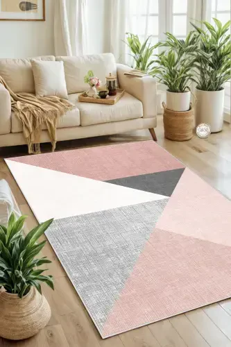 Digital Print Washable Non-Slip Base Living Room Carpet Kitchen Carpet Hallway Carpet-Powder - 1