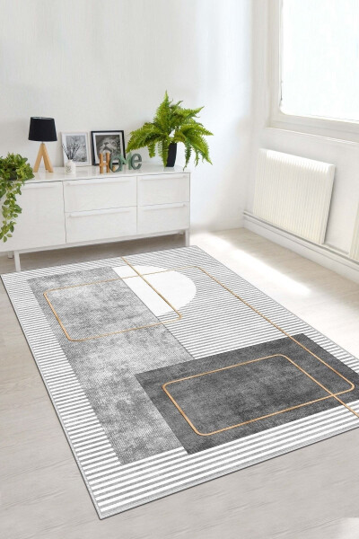 Digital Print Washable Non-Slip Stain Resistant Grey Kitchen Rug Living Room Rug And Runner - 4