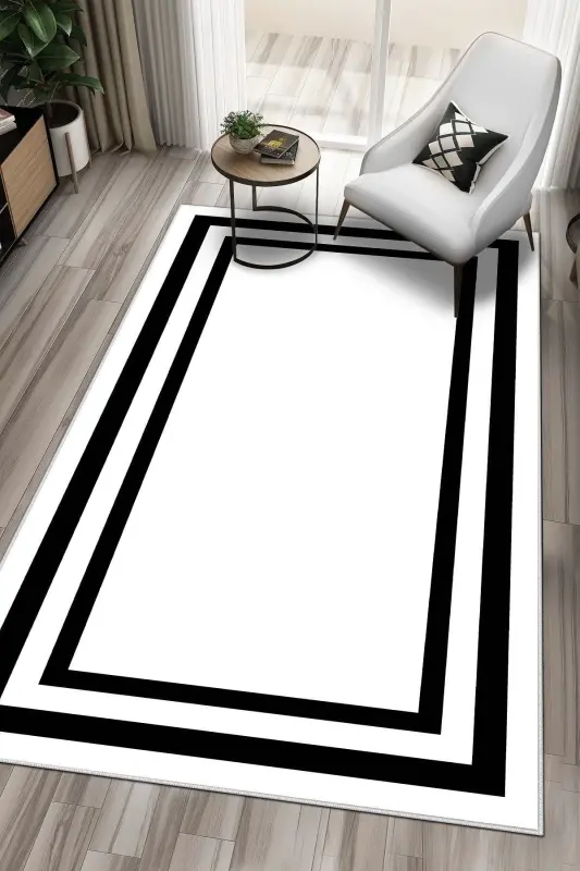 Digital Print Washable Non-Slip Stain Resistant White Kitchen Rug Living Room Rug And Runner - WEST HOME