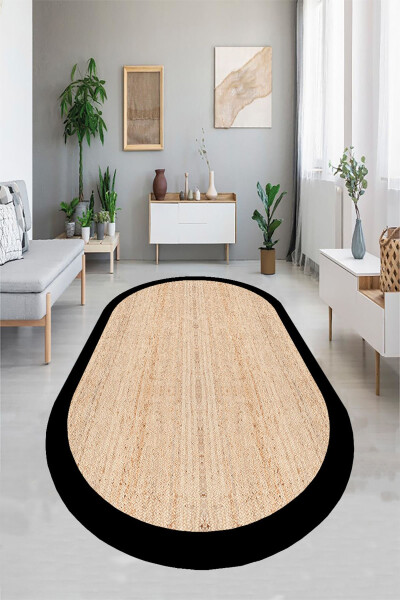 Digital Print Wicker Pattern Rug, Oval Rug, Living Room Rug, Kitchen Rug, Scandinavian Decoration - 2