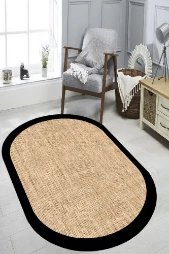 Digital Print Wicker Pattern Rug, Oval Rug, Living Room Rug, Kitchen Rug, Scandinavian Decoration - Modazone (1)