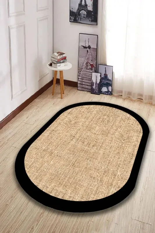 Digital Print Wicker Pattern Rug, Oval Rug, Living Room Rug, Kitchen Rug, Scandinavian Decoration - 4