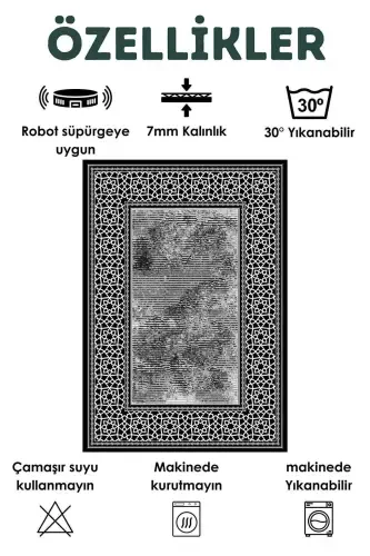 Digital Printed Four Seasons Washable Non-Slip Base Children's Carpet, Runner, Kitchen and Living Room Carpet (13)-ANTHRACITE - 1