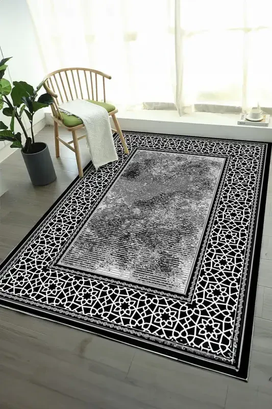 Digital Printed Four Seasons Washable Non-Slip Base Children's Carpet, Runner, Kitchen and Living Room Carpet (13)-ANTHRACITE - 5