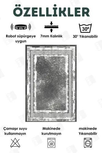 Digital Printed Four Seasons Washable Non-Slip Base Children's Rug, Runner, Kitchen and Living Room Rug (19)-ANTHRACITE - 3
