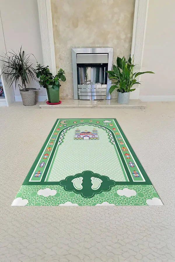 Digital Printed Non-Slip Base Washable Educational Kids Prayer Rug - 2