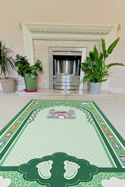 Digital Printed Non-Slip Base Washable Educational Kids Prayer Rug - 3