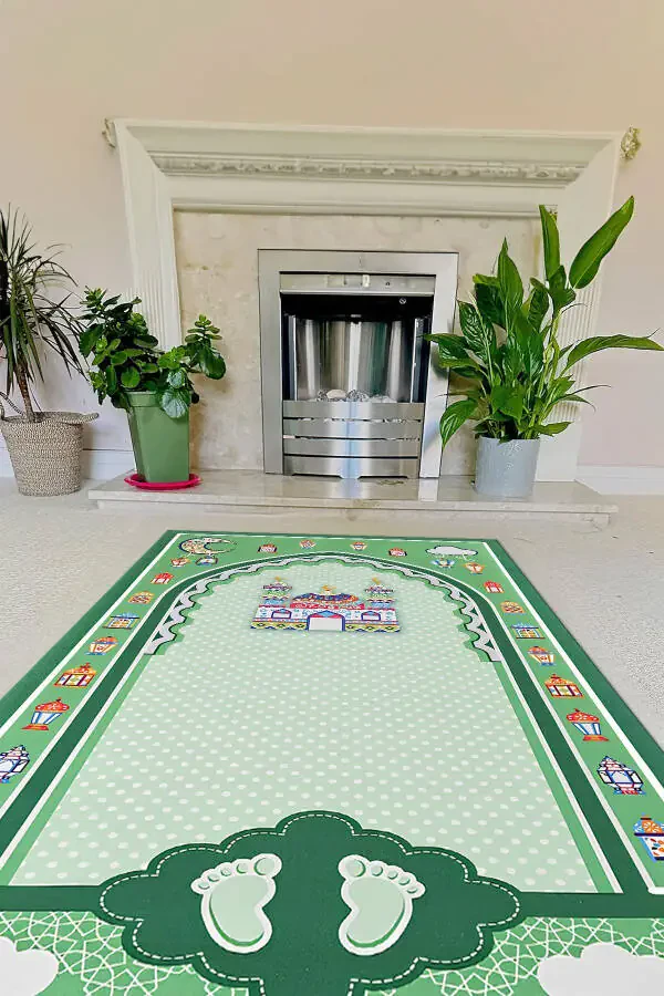 Digital Printed Non-Slip Base Washable Educational Kids Prayer Rug - 3