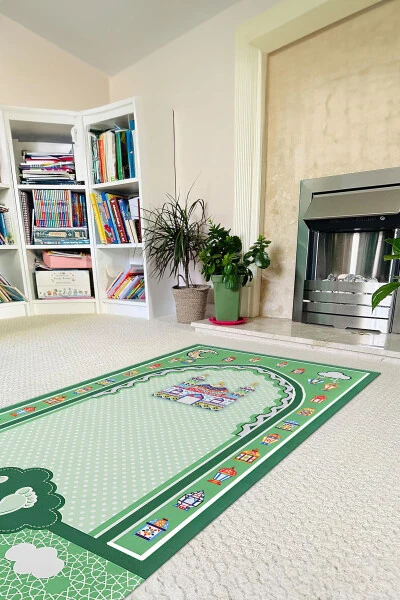 Digital Printed Non-Slip Base Washable Educational Kids Prayer Rug - 4