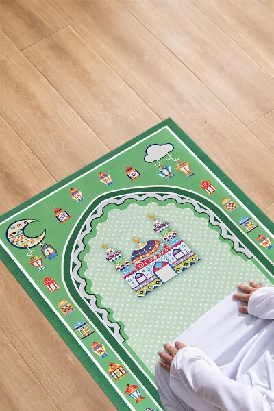 Digital Printed Non-Slip Base Washable Educational Kids Prayer Rug - 8