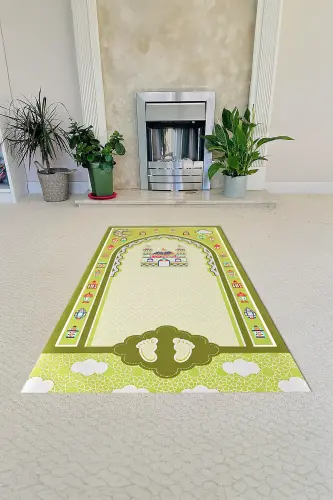 Digital Printed Non-Slip Base Washable Educational Prayer Rug for Kids, SECCADE-90-SARI,-SARI - NAPOLI HOME (1)