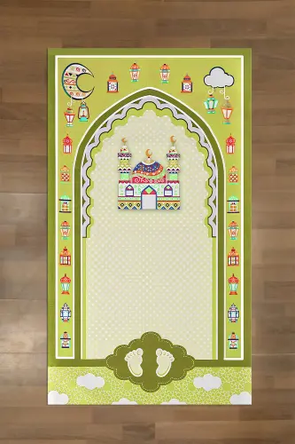 Digital Printed Non-Slip Base Washable Educational Prayer Rug for Kids, SECCADE-90-SARI,-SARI 