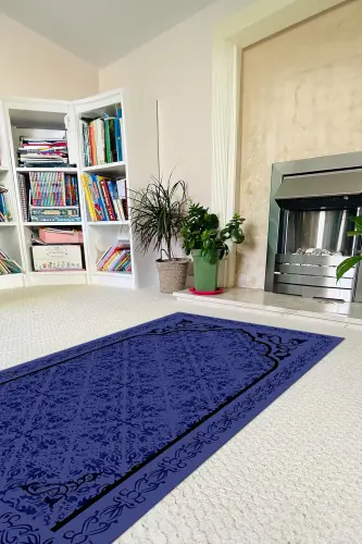 Digital Printed Non-Slip Base Washable Gift Dowry Prayer Rug, SECCADE-84-MOR,-MOR - 4