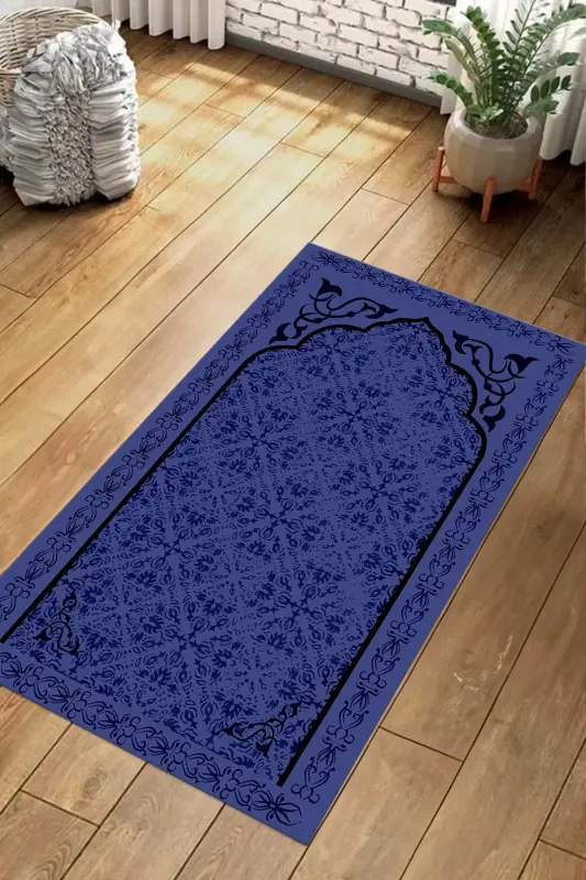 Digital Printed Non-Slip Base Washable Gift Dowry Prayer Rug, SECCADE-84-MOR,-MOR - 5
