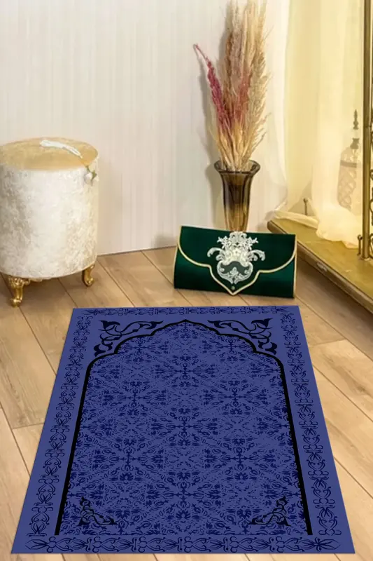 Digital Printed Non-Slip Base Washable Gift Dowry Prayer Rug, SECCADE-84-MOR,-MOR - 6