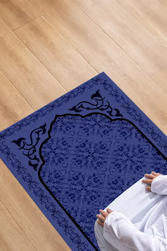 Digital Printed Non-Slip Base Washable Gift Dowry Prayer Rug, SECCADE-84-MOR,-MOR - 8