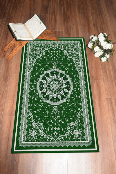 Digital Printed Washable Classic Design Prayer Gift Rug 70x130, Prayer Rug-40-green - 1