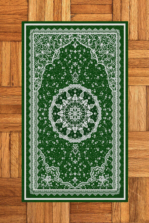 Digital Printed Washable Classic Design Prayer Gift Rug 70x130, Prayer Rug-40-green - 2