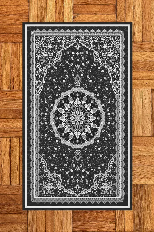 Digital Printed Washable Classic Pattern Gift Prayer Rug 70x130, Prayer Rug-40-gray - 3