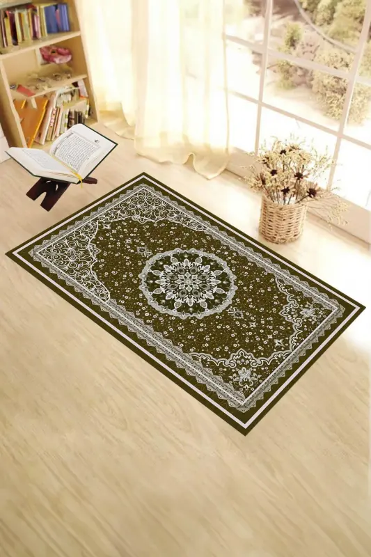 Digital Printed Washable Classic Pattern Prayer Rug 70x130, Prayer Rug-40-coffee,-BROWN - 3