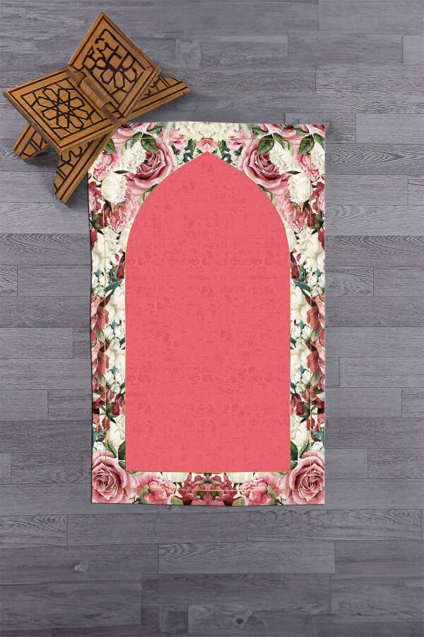 Digital Printed Washable Floral Gift Prayer Rug 70x130cm, Prayer-Mat-24-pink - 7